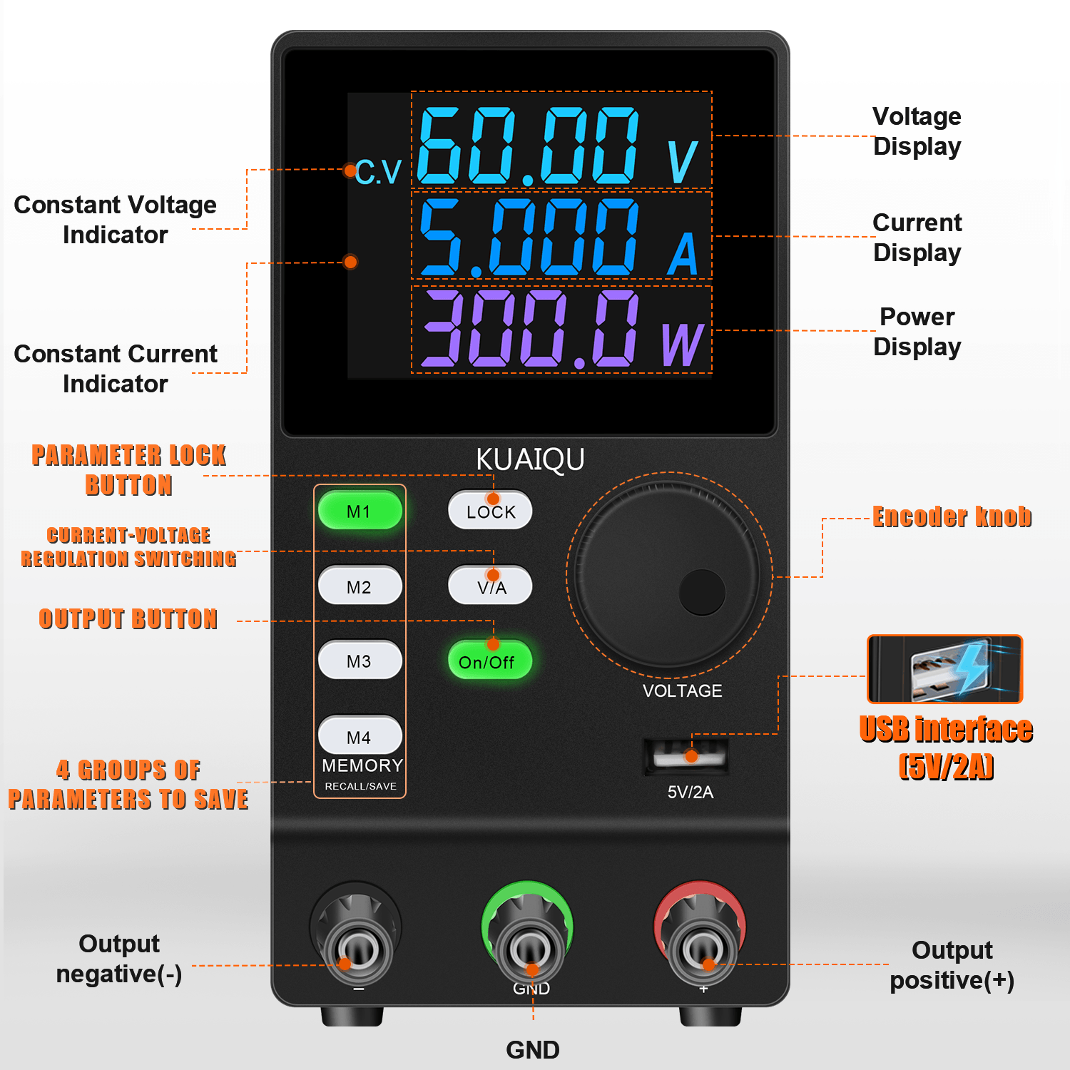 KUAIQU SPPS605D-232 300W Fonte - Programmable Dc Power Supply 60V 5A avaliação e preço